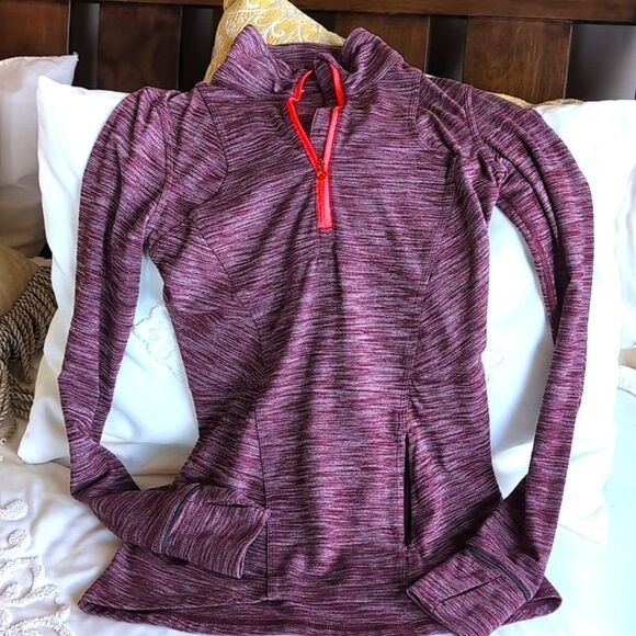 lululemon athletica Tops - Lululemon Kanto Catch Me Heathered Bordeaux Half Zip Long Sleeve Top Size 4